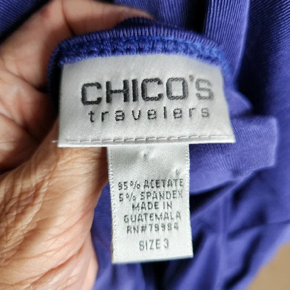 Chico's Travelers Slinky Tie Front Cardigan Size 3 XL Navy Blue‎